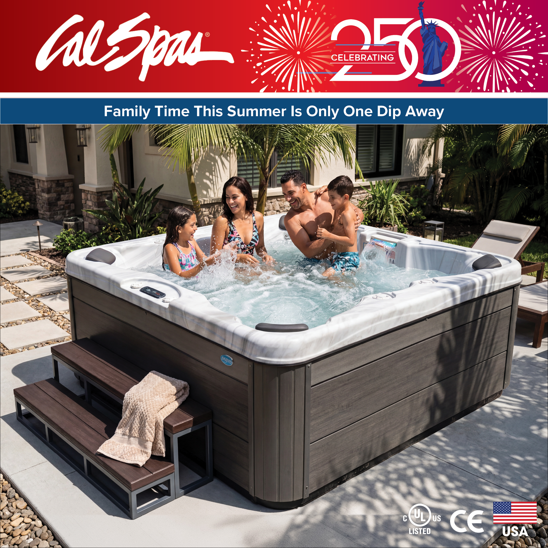 Calspas hot tub being used in a family setting - Killeen
